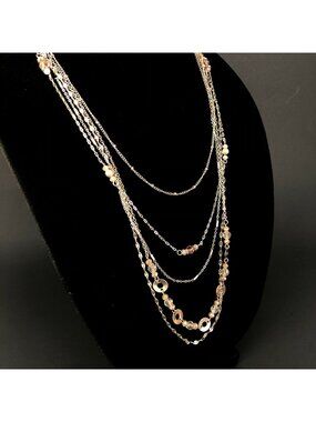 Kohls Metal Necklace Long Multi-Layer Chain Copper Tone